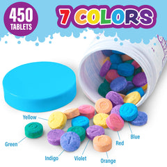 Tub Works Bath Color Fizzies tablets display variety of colors for playful, educative bath time
