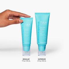 TULA Luna primer on cheek demonstrates seamless blend and comfortable wear.