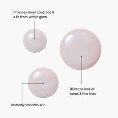 TULA Luna primer swatch on skin demonstrates even tone and subtle glow.