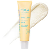 TULA Protect + Glow Sunscreen SPF 30 tube provides everyday UV protection and a radiant base.