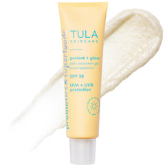 TULA Protect + Glow Sunscreen SPF 30 tube provides everyday UV protection and a radiant base.