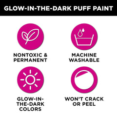 Tulip Puff Paint Glow in the Dark suited for multi-surface projects like canvas and bags