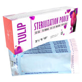 Tulip self-sealing sterilization pouch 3.5x10 for organized tool sterilization.