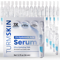 Turmskin Hyaluronic Acid Serum Ampoules bottle pour for intense hydration and dewy skin