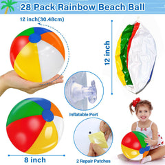 TURNMEON 28-pack rainbow beach balls displayed for bulk party decor