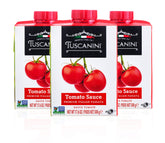 Tuscanini Tomato Sauce three-pack in a convenient carton for family meals.