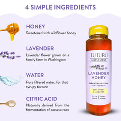 A coffee latte enhanced with TUTURU Lavender Honey Simple Syrup