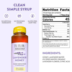Pouring TUTURU Lavender Honey Syrup into a glass for a latte