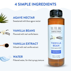TUTURU Vanilla Bean Agave Syrup in a latte cup with vanilla notes