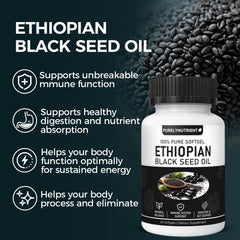 TUVAAZ PurelyNutrient Ethiopian black seed plant visual signals origin and pure botanical sourcing.