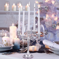 Elegant 10-inch Tuyai white taper candles fit most candlesticks.