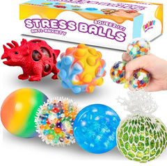 TwCare six-pack dinosaur stress balls offering desk-friendly relief and fun.