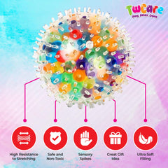 TwCare squishy stress ball close-up highlighting tactile calm during work or study.