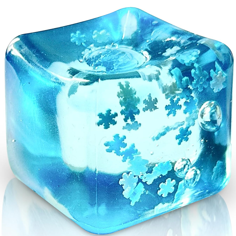 TwCare stress ball with ice cube interior and snowflakes for calm focus.