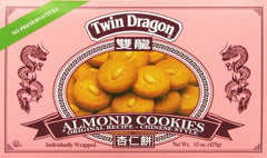 Twin Dragon Almond Cookies box front, ideal for gifting.