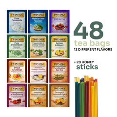 Twinings 12 flavors of herbal tea offering diverse flavor moments.