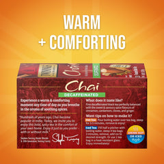 Twinings chai spice blend highlights cinnamon, cardamom, cloves, and ginger for a comforting aroma.
