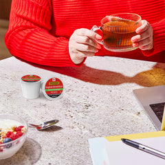 Serving Twinings Decaffeinated English Breakfast hot tea from K-Cup pods.
