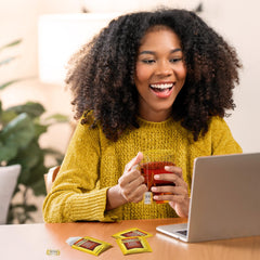 Twinings individually sealed tea bags preserve freshness for travel and work.