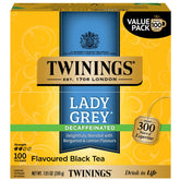 Twinings Lady Grey decaf tea bags displayed for quick brewing