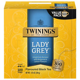 Twinings Lady Grey tea bags in a 100-count pack for easy on-the-go brewing.