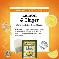 Brewed Twinings Lemon Ginger herbal tea in a warm cup with inviting aroma