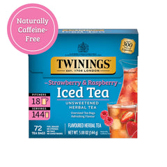 Twinings oversized tea bags, strings-free, simplify brewing for quick servings.