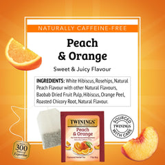 Twinings peach-orange fruit close-up—fresh, juicy flavor hints ideal for a relaxing afternoon.