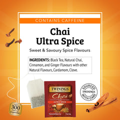 Twinings Ultra Spice Chai aromatic-steam scene for comforting tea moments.