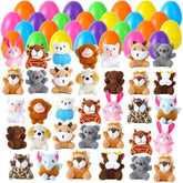 Twister.CK 28-pack Easter eggs with mini plush animals for colorful hunt prizes