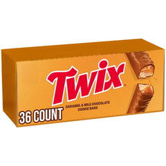 Twix bulk box front shows full-size bars ready for sharing at gatherings.