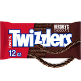 Twizzlers Twists Chocolate Flavor bag, chewy candy, ideal for on-the-go snacking.