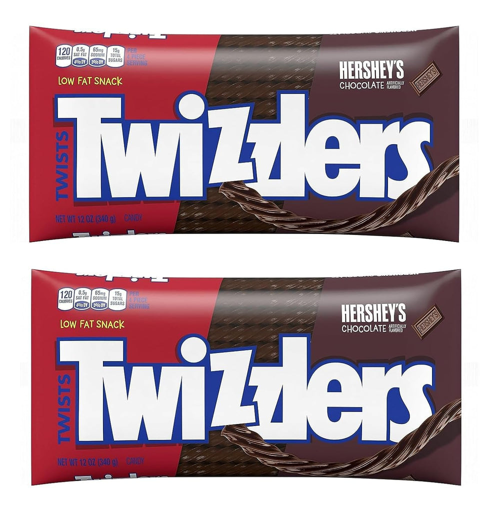 Twizzlers chocolate flavored twists two-pack on pantry shelf for easy snacking