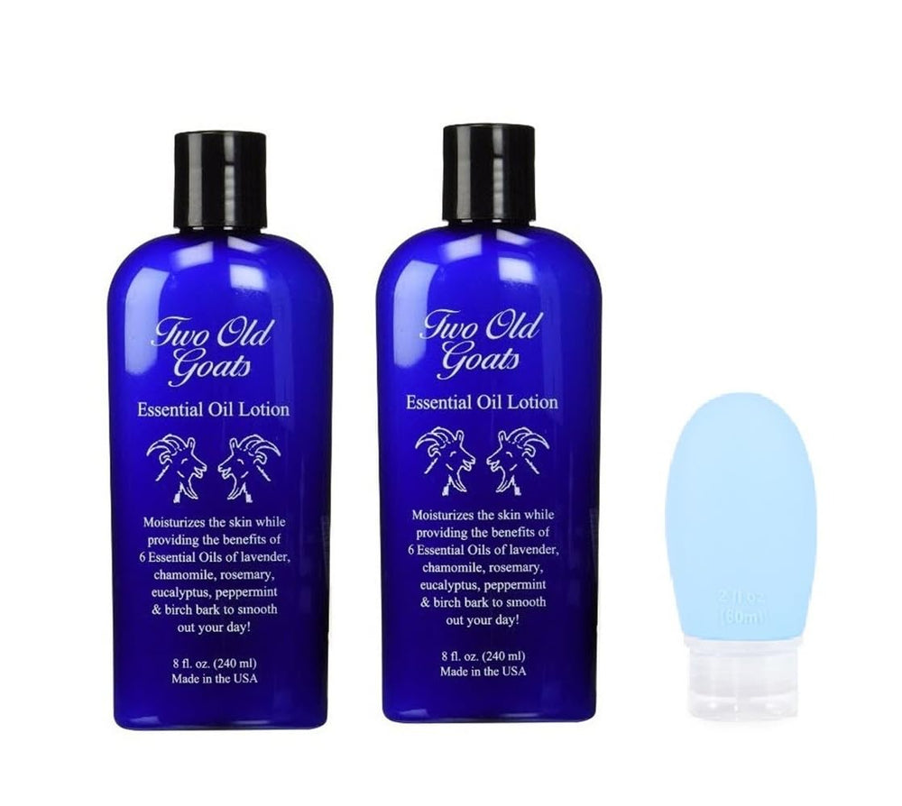 Two Old Goats Lotion bottle with pump for easy dispensing and moisturized skin
