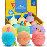 Two Sisters Poke Monster bath bomb pack front with colorful fizz and surprise figures.