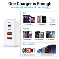 TZBAY USB-C charger block lit ports demonstrating PD and QC charging