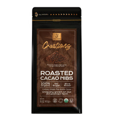 U Chocolate Creations cacao nibs, farm-fresh texture for a wholesome snack.