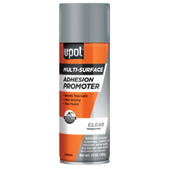 U-POL Adhesion Promoter clear spray bottle ready for fast adhesion on metal and plastic surfaces.