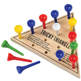 U.S. Toy Tricky Triangle Game setup shown on the board for strategic play