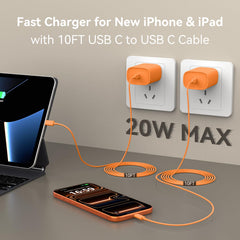 Ubearkk 10ft USB-C cable ideal for comfortable charging from a distance.