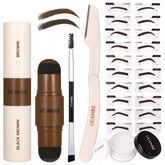 UCANBE 25-piece eyebrow stamp kit box with stencils for quick brow styling.