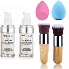 UCANBE TLM color-changing foundation bottle shows self-adjusting shade for universal wear.