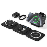 UCOMX 3in1 charging station in travel setup shows centralized power for multiple devices.