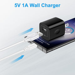 Uenlio USB charger block 2-pack back view, safety features for safe overnight charging.
