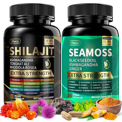 Uheco Shilajit & Sea Moss Vitality Bundle box and bottles for convenient daily minerals