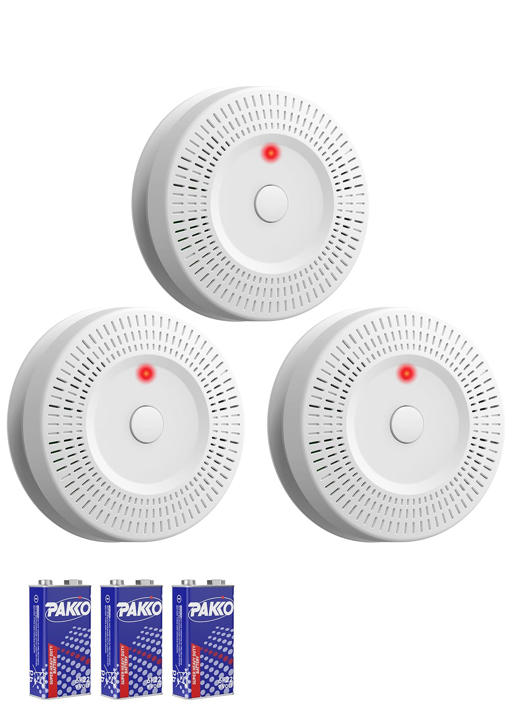 Uingarm smoke detector 9V battery-operated, front view with LED indicator for quick status checks