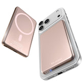 ULiXWH ultra-slim alloy MagSafe power bank front view powering iPhone on the go.