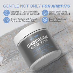 ulluxe charcoal underarm detox scrub texture close-up showing gentle exfoliation