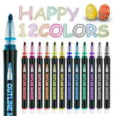 Ulrhpc 12-color shimmer outline pens for teens creating dual-color outlines.