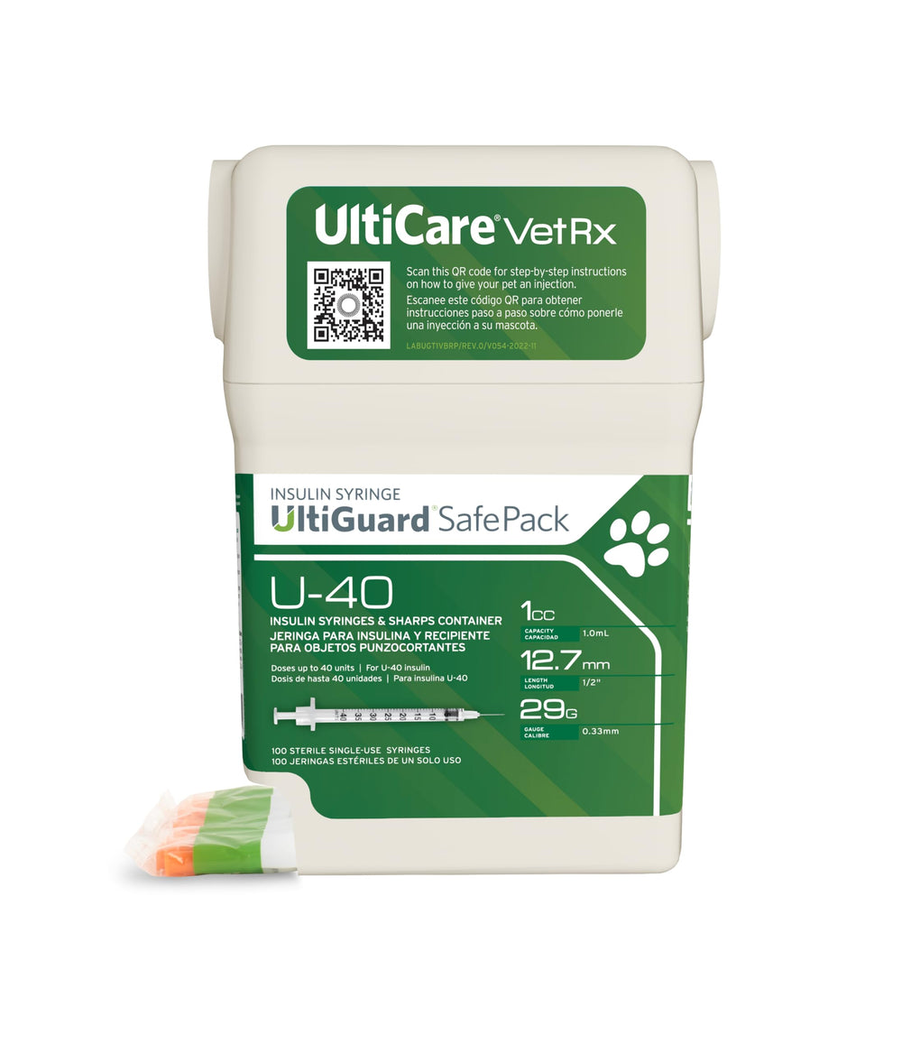 UltiCare VetRx U-40 syringes for at home pet insulin dosing